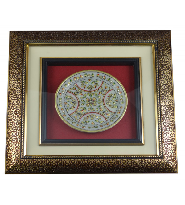 MARBLE PLATE FLORAL WITH GOLD LEAF WITH FRAME