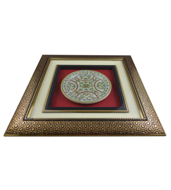 MARBLE PLATE FLORAL WITH GOLD LEAF WITH FRAME