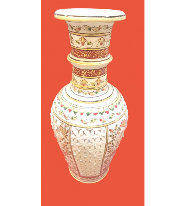 Marble Vase Handcrafted With Gold Leaf Work