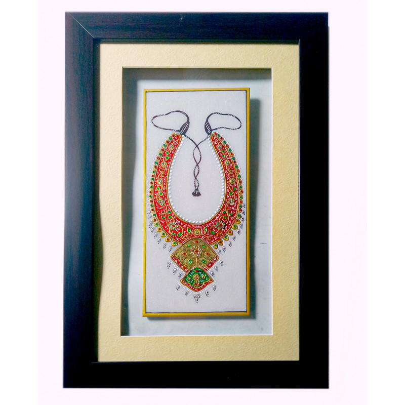 Marble Jewellery Painting Handcrafted With Pure Gold Leaf Work