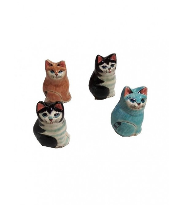 Paper Mache Cat Standing Assorted Colour And Design 