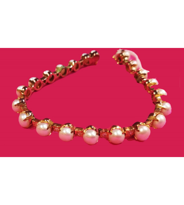 Silver Bracelet With Gold Plated And Pearls