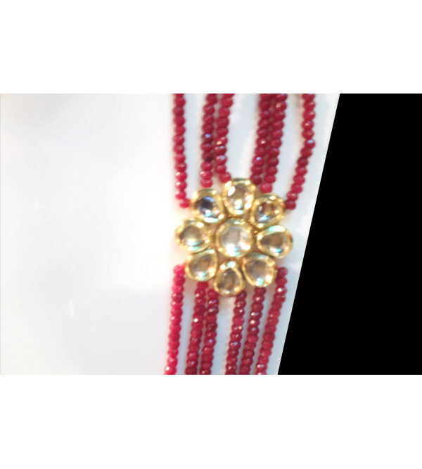 Handicraft Necklace Metal Kundan Gold Plated Set Ruby Impearl 