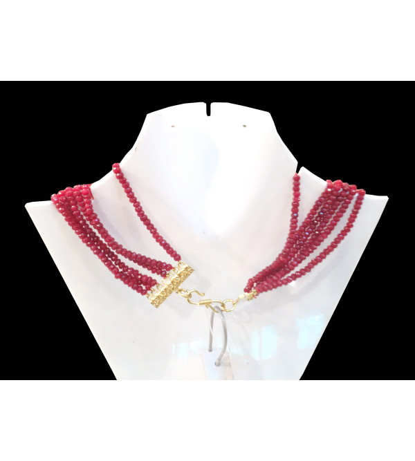 Handicraft Necklace Metal Kundan Gold Plated Set Ruby Impearl 