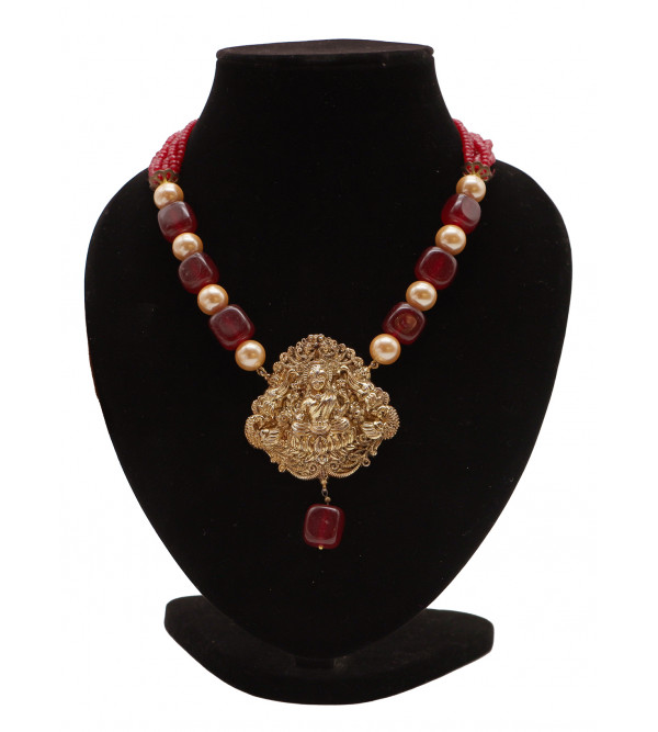 Designer Necklace Beadwork Temple Set  