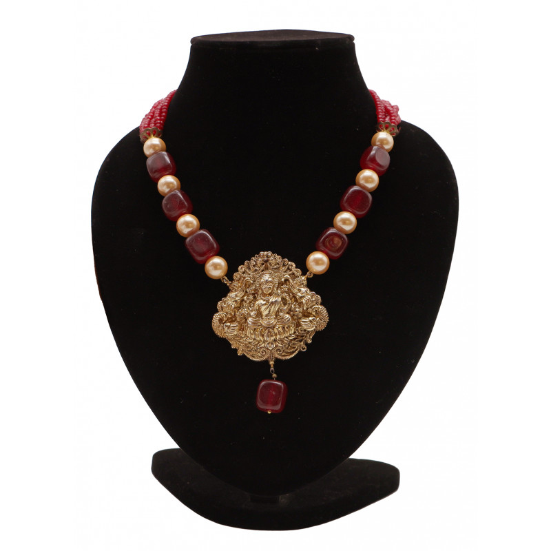 Designer Necklace Beadwork Temple Set  