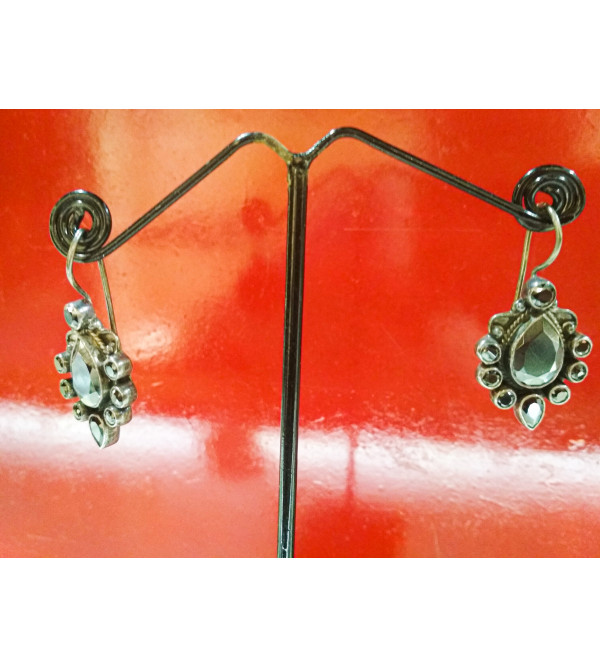 Silver Earring with Ruby Em Erald  Blue Sapphire