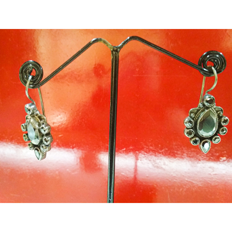 Silver Earring with Ruby Em Erald  Blue Sapphire