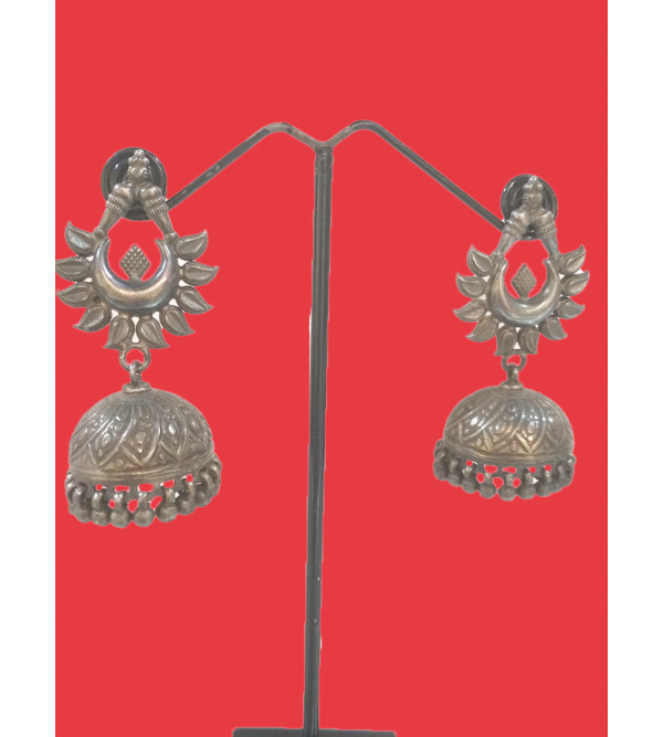 Silver Oxidised Antique Earring  Jhumki 