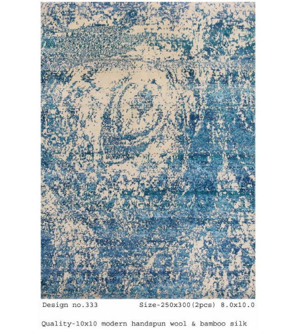 Modern Design Woollen Hand Knotted Carpet From Mirzapur Size 8x10 Feet