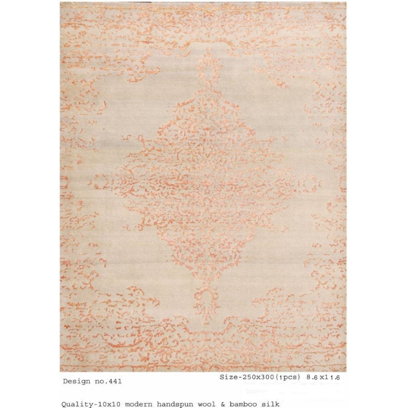 Modern Design Woollen Hand Knotted Carpet From Mirzapur Size 8.6x11.6 Feet