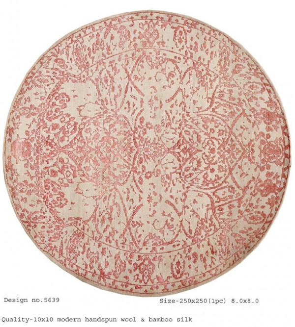 Modern Design Woollen Hand Knotted Carpet From Mirzapur Size 8x8 Feet