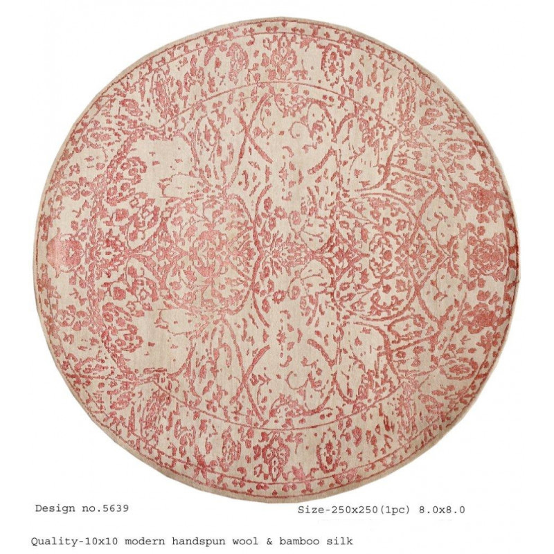 Modern Design Woollen Hand Knotted Carpet From Mirzapur Size 8x8 Feet