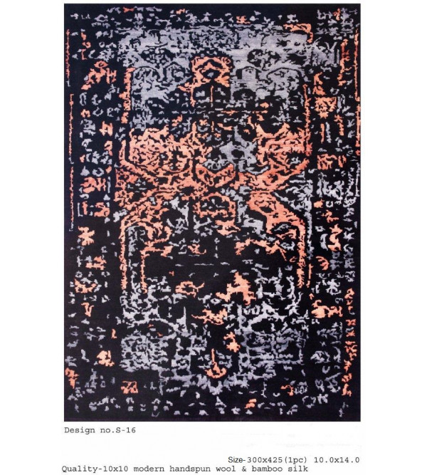 Modern Design Woollen Hand Knotted Carpet From Mirzapur Size 10.0x14.0 Feet