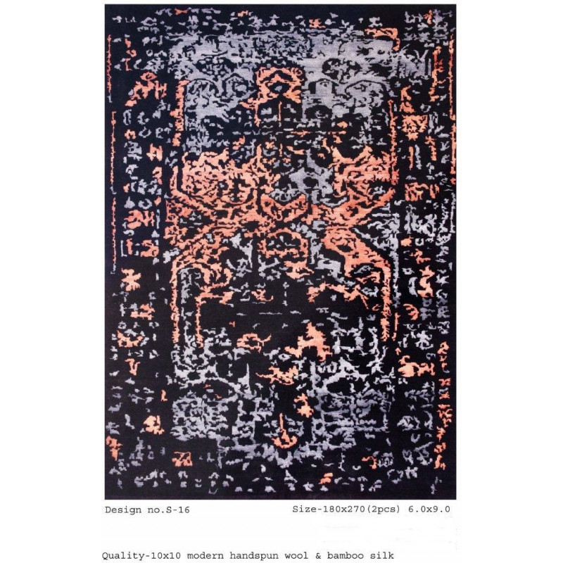 Modern Design Woollen Hand Knotted Carpet From Mirzapur Size 6.0x9.0 Feet