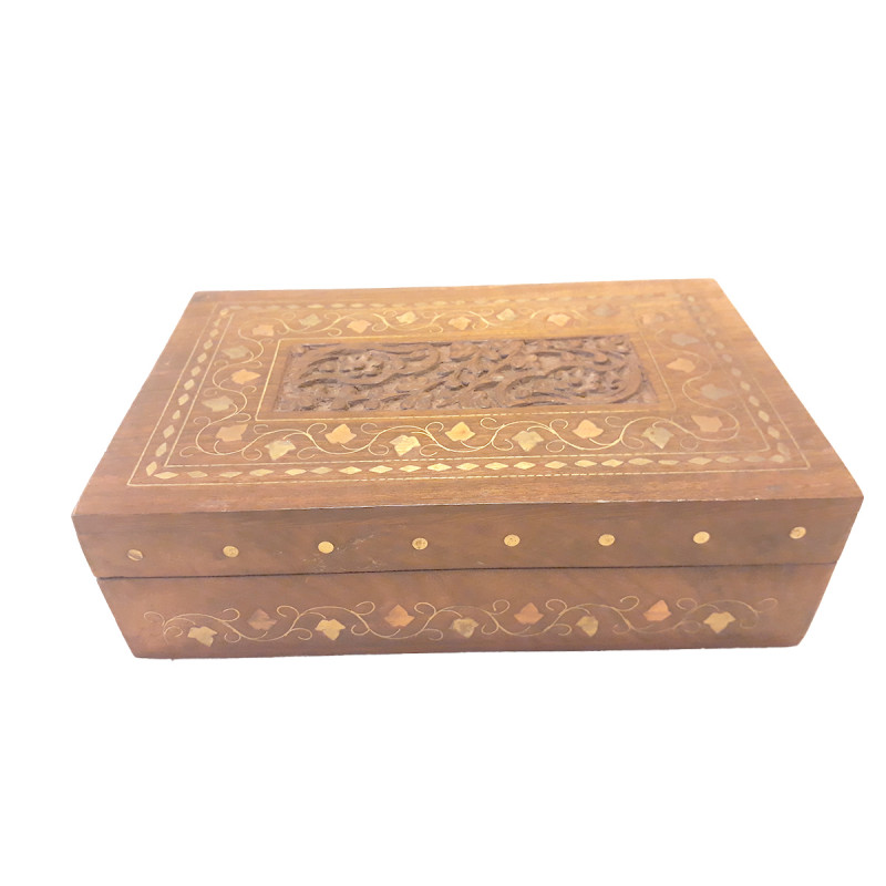 Sheesham Wood Handcrafted Brass- Copper Inlay Box