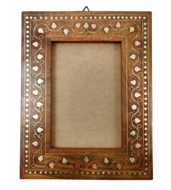 Sheesham Wood Handcrafted Photo Frame with Brass-Copper Inlay