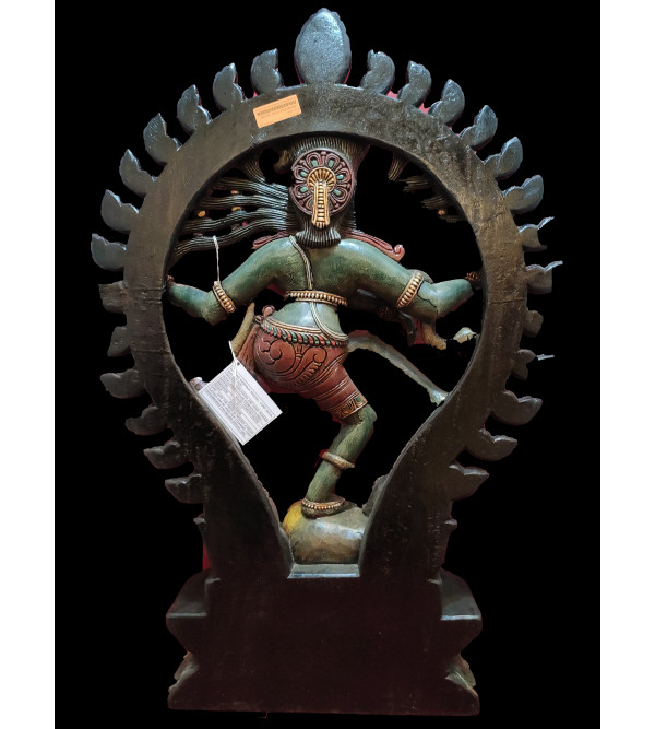 Natraj Dancing Handcrafted In Vaghai Wood Size 42X30X6 Inches