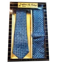 Tie muffler hanky printed silk 3pc set 