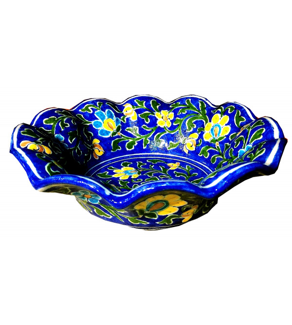 Blue Pottery Lotus Bowl Size 8 Inch