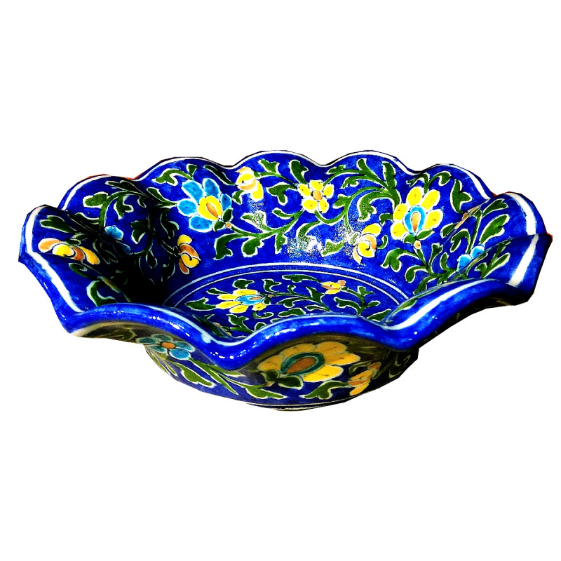 Blue Pottery Lotus Bowl Size 8 Inch