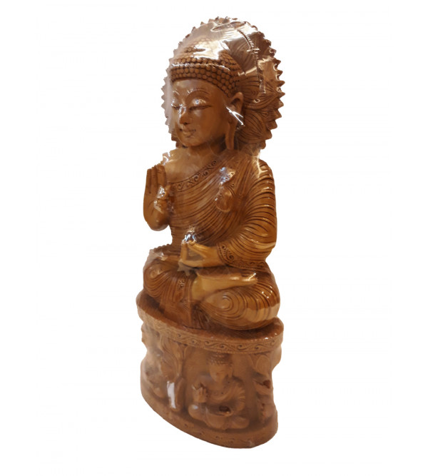 Sandalwood Handcrafted Sitting Lord Buddha Figurine