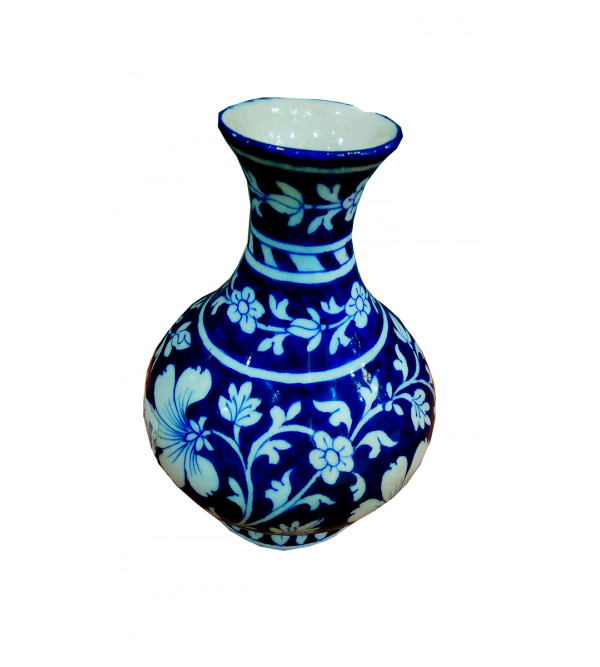 FLOWER VASE BLUE POTTERY surahi 8 inch