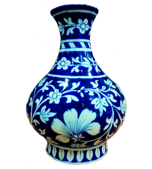 FLOWER VASE BLUE POTTERY surahi 8 inch