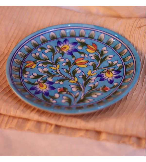 Blue Pottery Plate  8 Inch 
