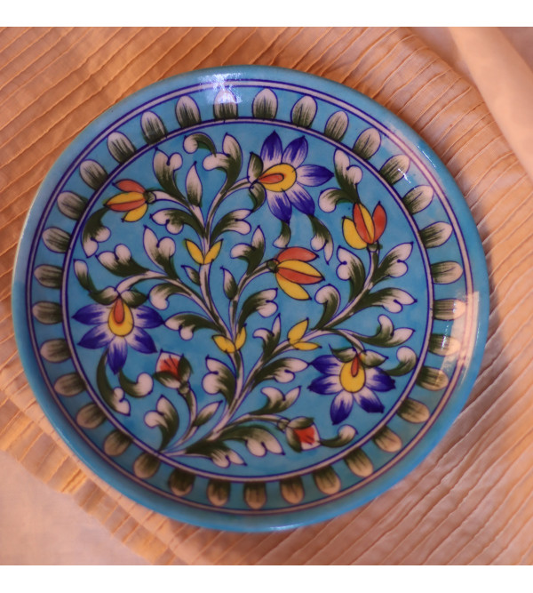 Blue Pottery Plate  8 Inch 