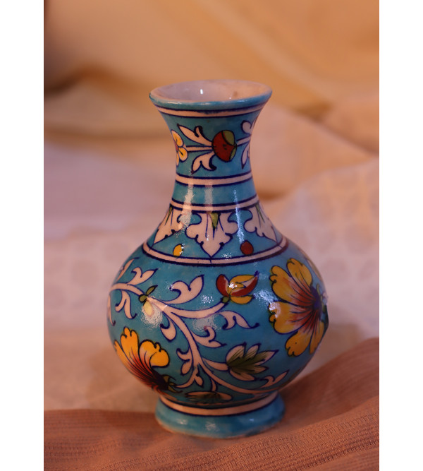 Blue Pottery Surahi Vase 6 Inch 
