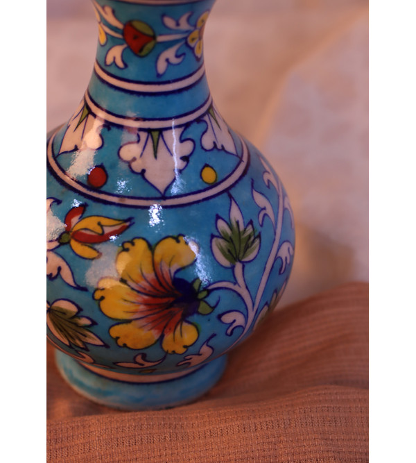 Blue Pottery Surahi Vase 6 Inch 