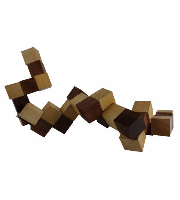 Wooden Rubik Cube Snake Puzzle Size 3 Inch