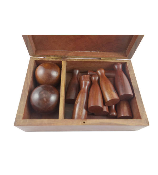 HANDICRAFT WOODEN TOYS BOWLING 