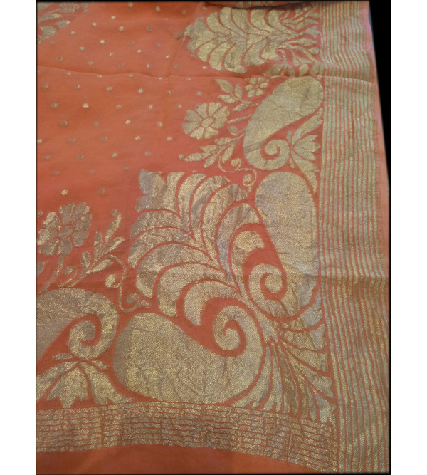 Zari Katan Silk Handwoven Dupatta From Banaras