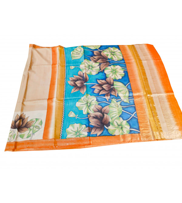 TUSSAR ZARI  BORDER HAND PAINTED SAREE