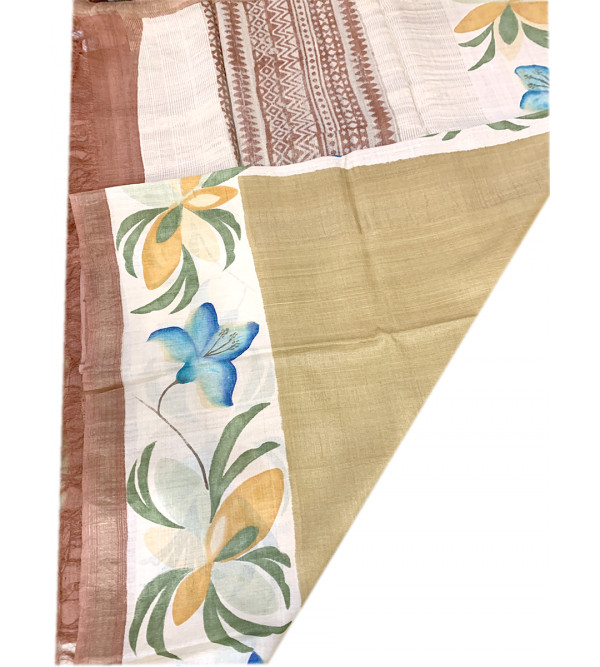 TUSSAR ZARI  BORDER HAND PAINTED SAREE