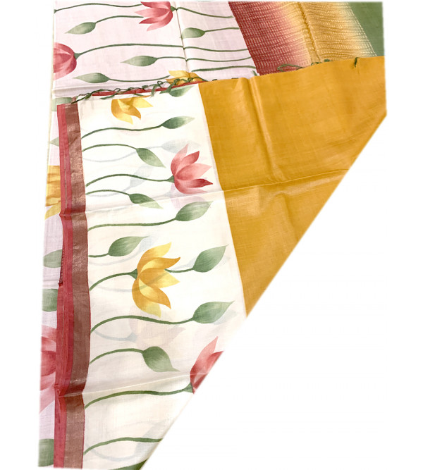 TUSSAR ZARI  BORDER HAND PAINTED SAREE