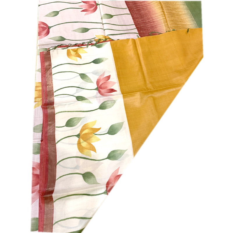 TUSSAR ZARI  BORDER HAND PAINTED SAREE