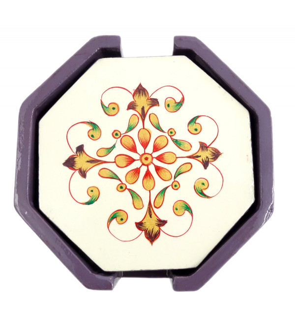 Handicraft Jaipur Style Painted Wood Coaster Set 