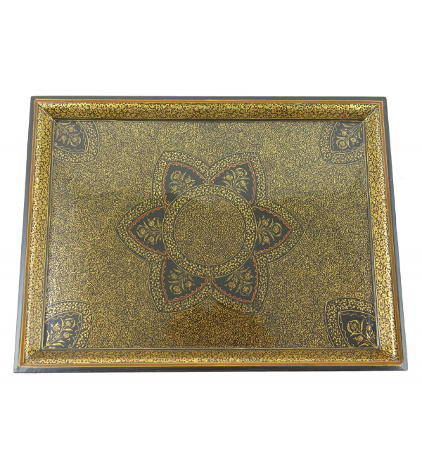 Handcrafted Papier Mache Tray with Gold Work