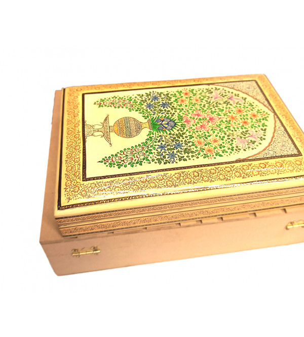 Hand crafted Papier Mache Flat Box with Real Gold Work