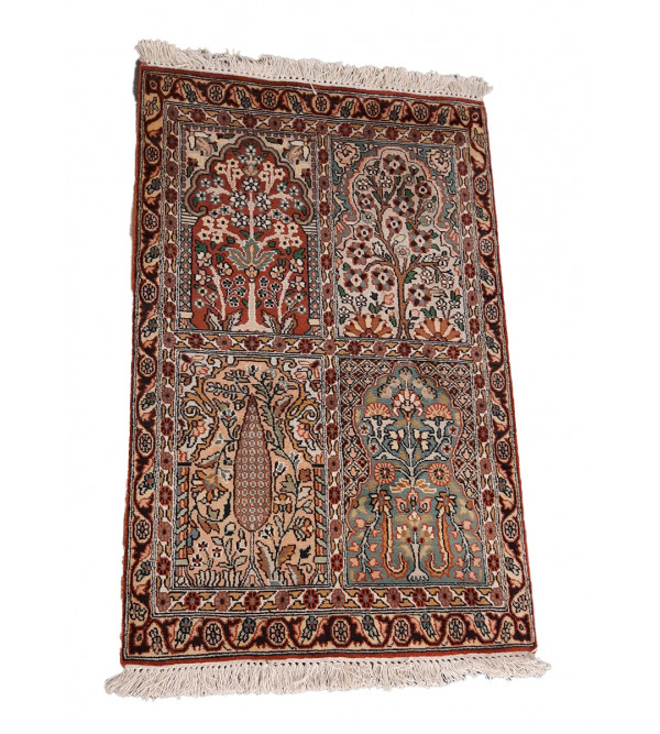 Kashmir carpet silk/cotton size=2x3 ft,knot=18x18