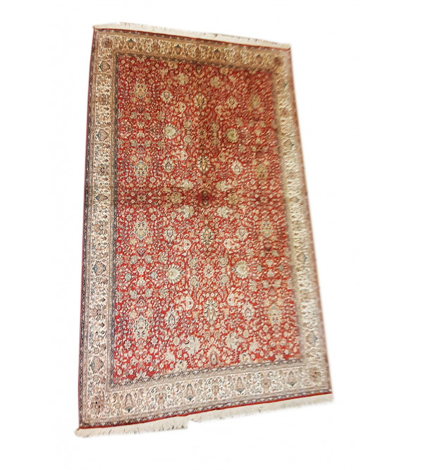 Kashmir Carpet Hand-knotted Silk x Cotton Size 7ftx10ft