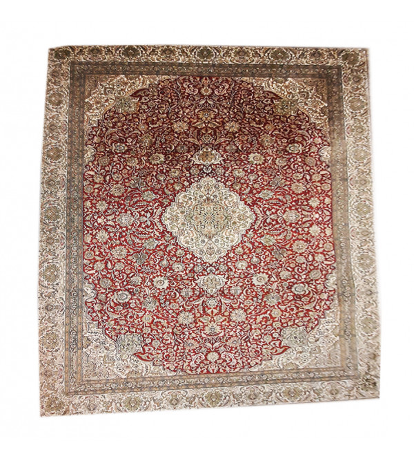 Kashmir Carpet Hand-knotted Silk x Cotton Size 8ftx11ft