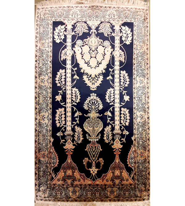 Kashmir Carpet Hand-knotted Silk x Silk Size 3ftx5ft