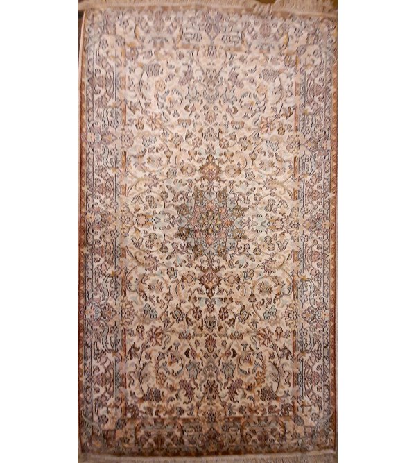 Kashmir Carpet Hand-knotted Silk x Cotton Size 3ftx6ft