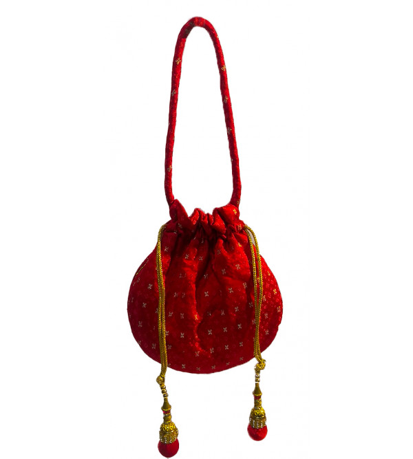 CCIC Silk Potli Bag With Assorted Designs And Color Size 8x6 Inch