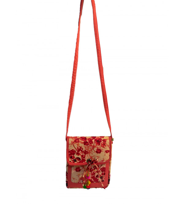 CCIC Cotton Sling Bag With  Assorted Designs And Colors Size 10x4 Inch