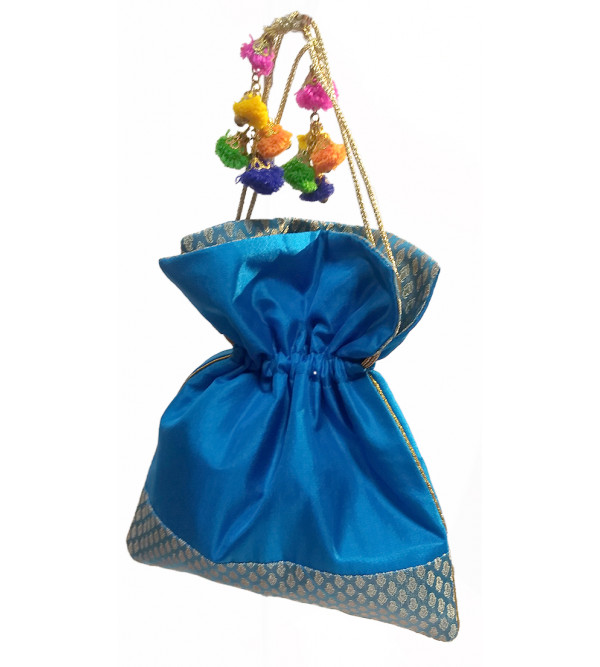 CCIC Silk Potli Bag With Assorted Designs And Color Size 9x6 Inch